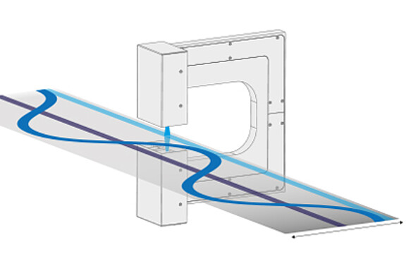 Technical drawing of thickness measuring system