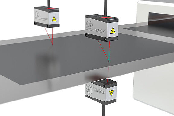 Thickness measurement with laser sensors