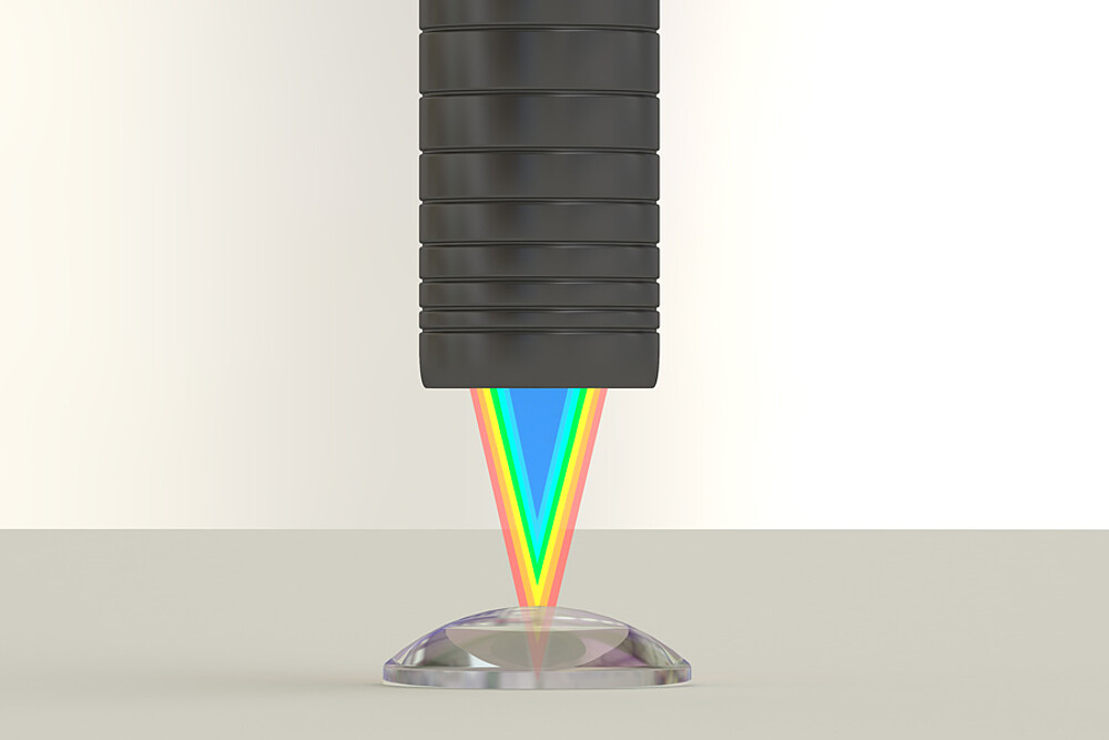 Measurement on lenses with confocal chromatic sensors