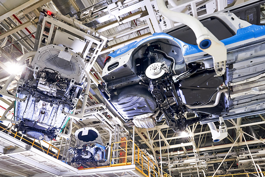 Position detection car body in production line