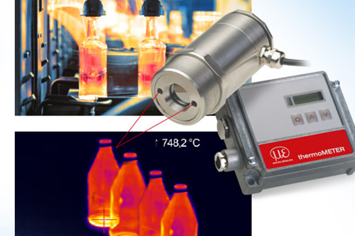 Non-contact temperature measurement when shaping container glass